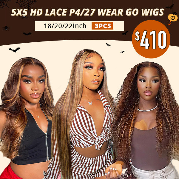 Wholesale | P4/27 Highlight Wear And Go Wigs Pre-Cut Lace Pre-Plucked 5x5 HD Lace Wigs
