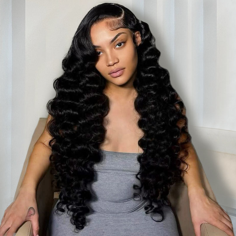 Hairsmarket Loose Deep Wave 13x4 HD Lace Front Wigs Pre Plucked Glueless Human Hair Wigs