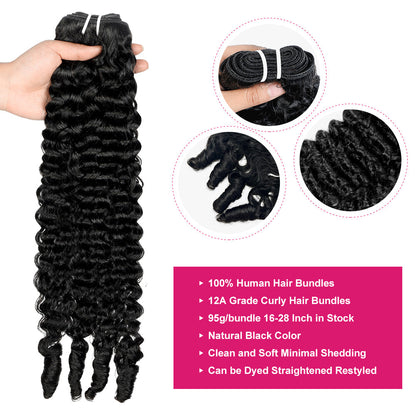 (Ship From US)Hairsmarket Burmese Curly Bundles 12A Unprocessced Virgin 100% Human Hair Extensions 1 Pc/3 Pcs