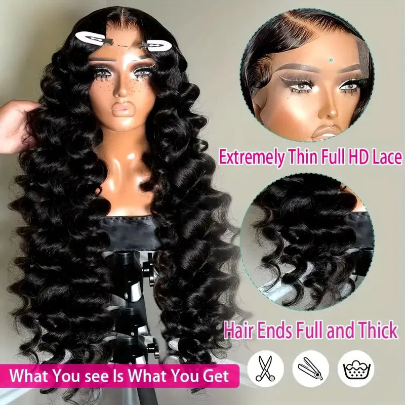 30“=$179 | Hairsmarket Loose Deep 13x6 HD Lace Front Wig Glueless Pre Plucked &amp; Pre Bleach Glueless Wig Human Hair Wig