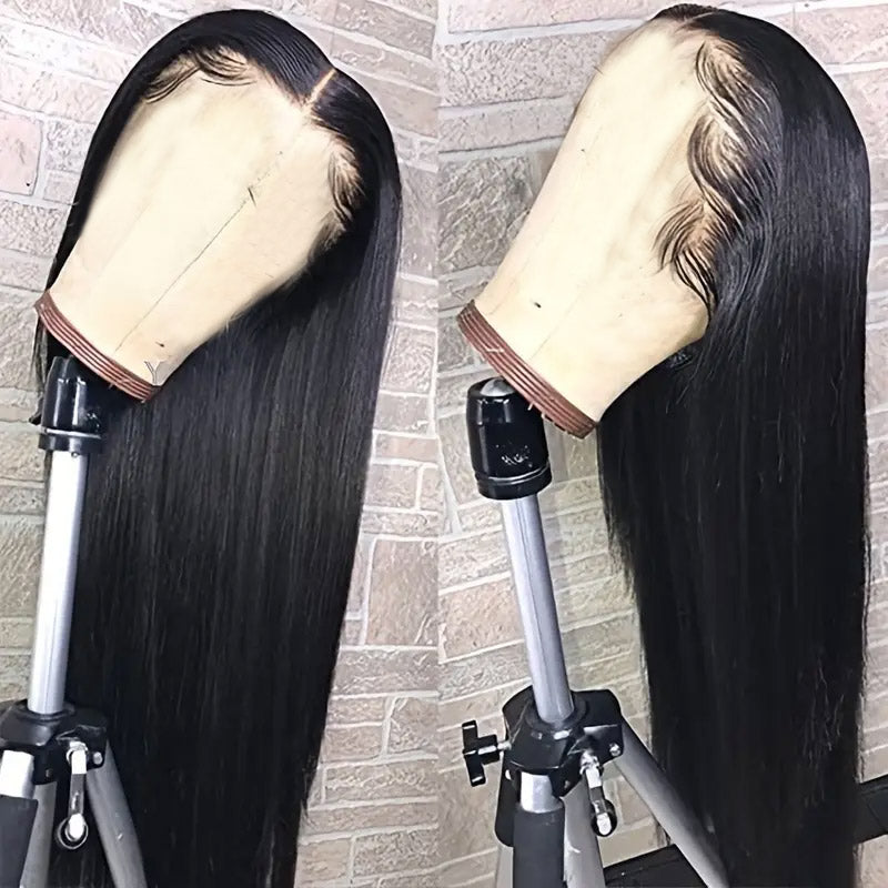 30“=$179 | Hairsmarket Straight 13x6 HD Lace Front Wig Pre Plucked &amp; Pre Bleach Glueless Human Hair Wig 180% Density