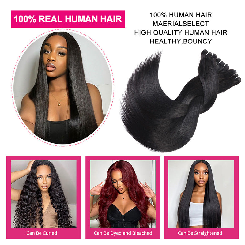 Hairsmarket 12A Straight Hair Bundles With 4x4 Lace Closure Unprocessced Virgin 100% Human Hair Extensions