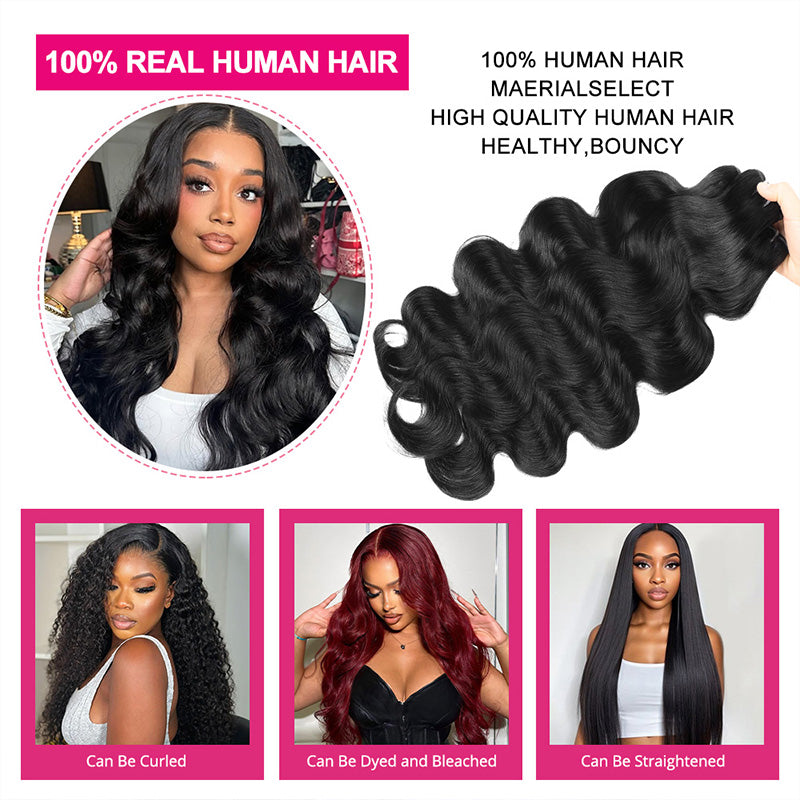 Hairsmarket 12A Body Wave Bundles With 4x4 Lace Closure Unprocessced Virgin 100% Human Hair Extensions