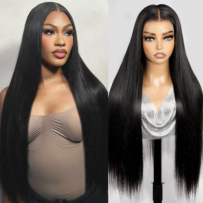 Hairsmarket 5x5 HD Lace Closure Wigs Straight Hair Wig Glueless Human Hair Wigs Pre Plucked Bleached Knots