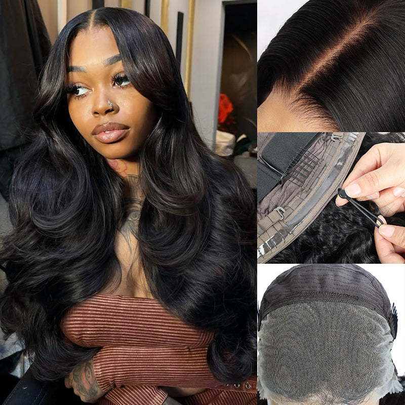 Hairsmarket Glueless 13x6 Lace Frontal Wig Body Wave Pull and Go Drawstring Human Hair Wigs