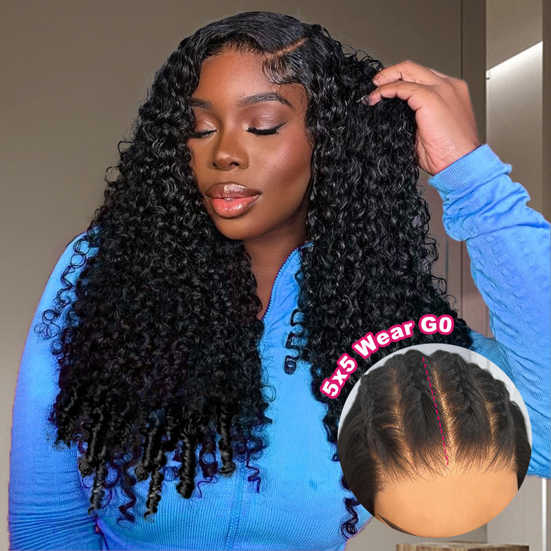 Hairsmarket Burmese Curly Pre Plucked Glueless Wigs 5x5 Lace Human Hair Wigs For Black Woman