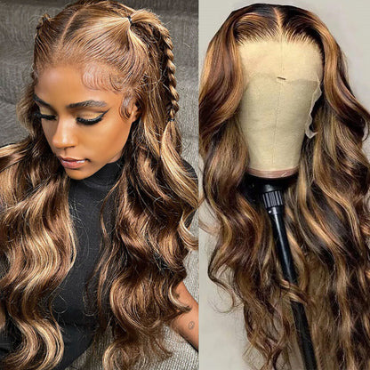 Hairsmarket 13x4 Lace Front Wig Body Wave Hair Highlight Wig 30 Inch Affordable Human Hair Wigs