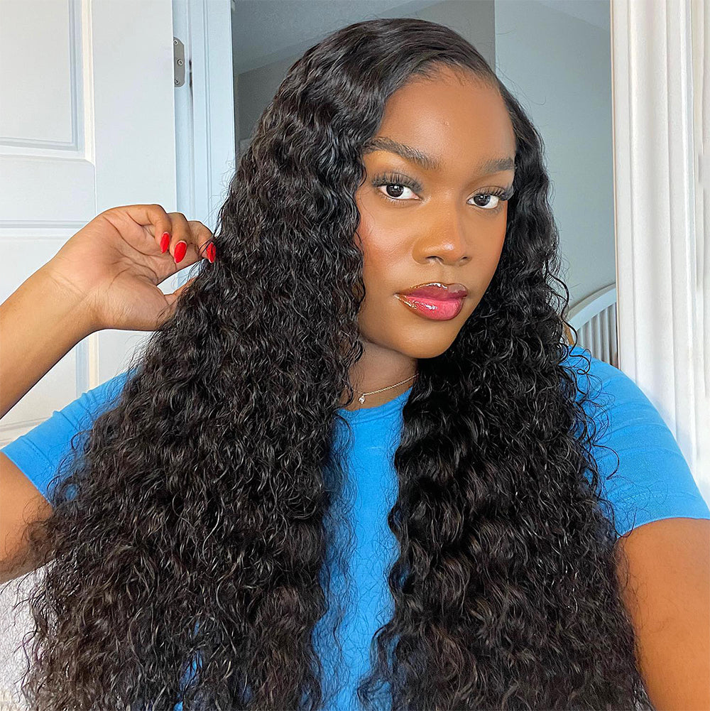 Deep Wave Frontal Long Length Wig 13x4 Lace Front Wigs Deep Curly HD Lace Wigs 250% Density Human Hair Wig