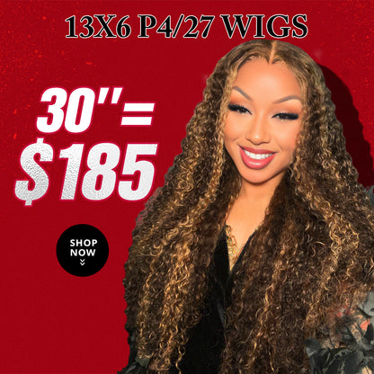 30&quot;=$185|13x6 P4/27 Color HD Lace Front Wigs Pre Plucked HD Lace Frontal Wig Pre Bleach Knots Human Hair Wig