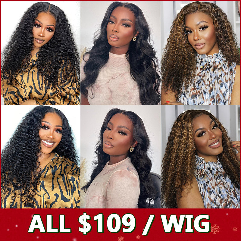 (Super Sale) $109 For HD Transparent Lace Front Wigs 4x4/13x4 Human Hair Wigs
