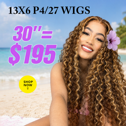 28"=$175|13x6 P4/27 Color HD Lace Front Wigs Pre Plucked HD Lace Frontal Wig Pre Bleach Knots Human Hair Wig