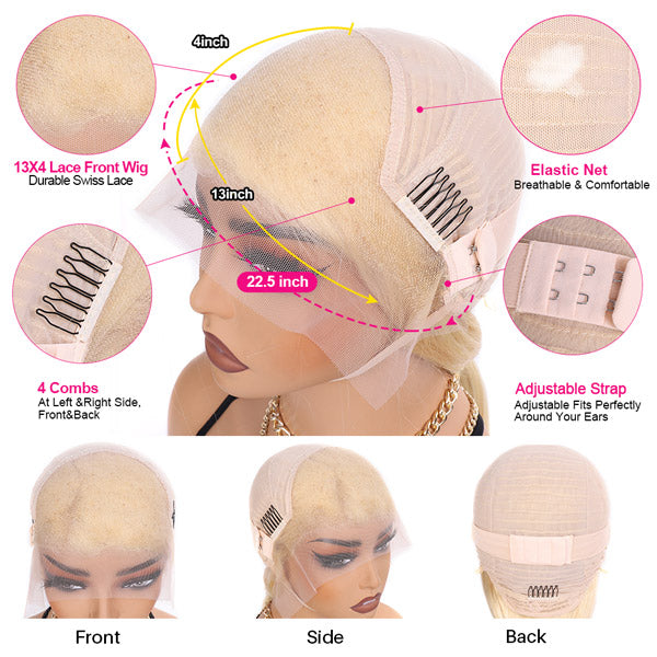 Hairsmarket 613 Blonde Lace Front Wig Straight Human Hair Wig 13x4 Lace Frontal Wig 36 Inch Barbie Blonde Wig