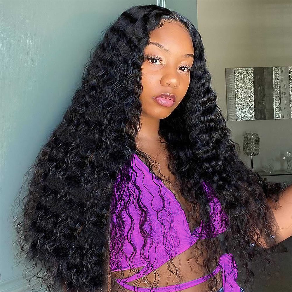 Hairsmarket Deep Wave 13x6 Lace Wig Transparent Lace Human Hair Wigs Glueless Pre-everything