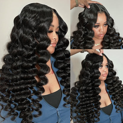 Hairsmarket Full Lace Frontal 13x6 Human Hair Wig Loose Deep Pre-Plucked Glueless Wigs HD Transparent Lace 250% Density