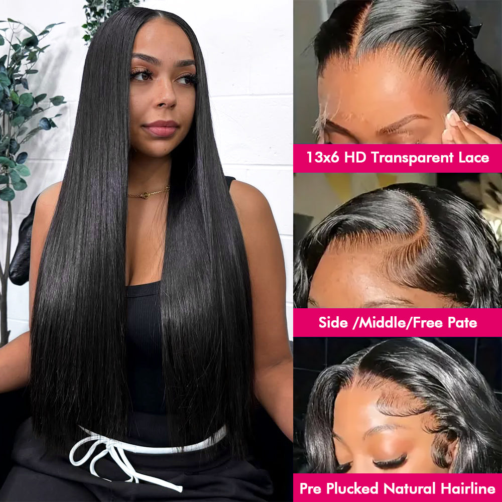 Hairsmarket 13x6 Straight HD lace Wig HD Straight Lace Front Wigs Glueless Human Hair Wig Biginner Friendly