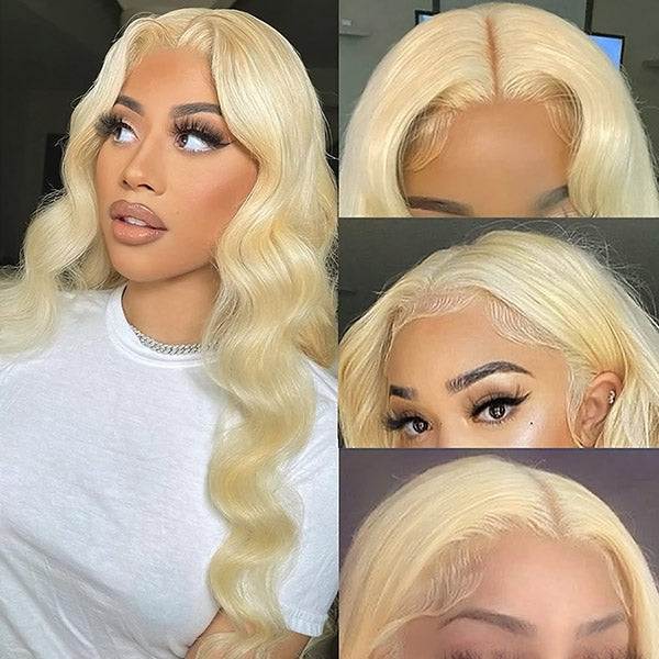 Honey Blonde Wigs 613 Body Wave Human Hair Wig HD Lace Part Wig