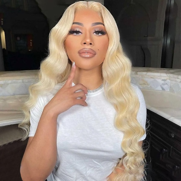 613 Blonde Wig Body Wave 13x6 Lace Front Wig HD Transparent Glueless Wigs 30 Inch