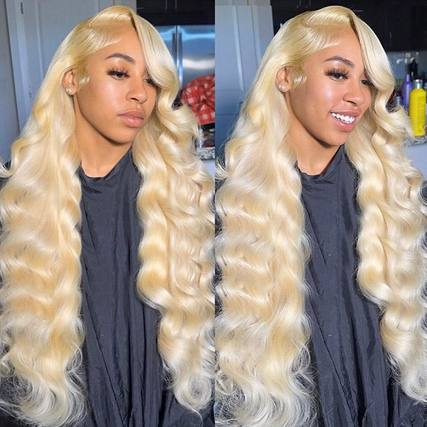 613 Blonde Wig Body Wave 13x6 Lace Front Wig HD Transparent Glueless Wigs 30 Inch