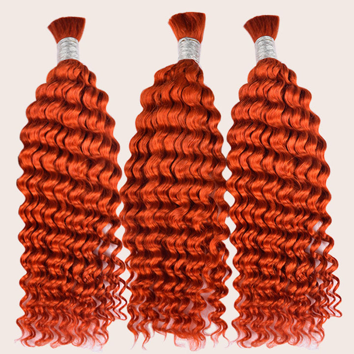 Orange Ginger Deep Wave Bulk Human Hair For Braiding