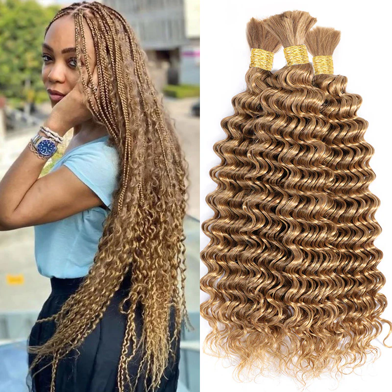 Hairsmarket Human Boho Bulk Braiding Hair Extensions Deep Wave 