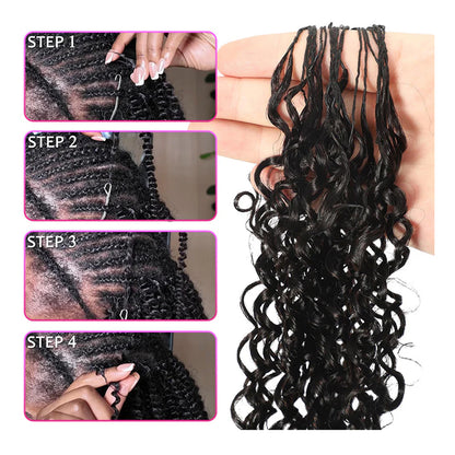 Feather Crochet Hair Extension Kinky Curly Pre-looped 100% Human Hair Protective Style 60g