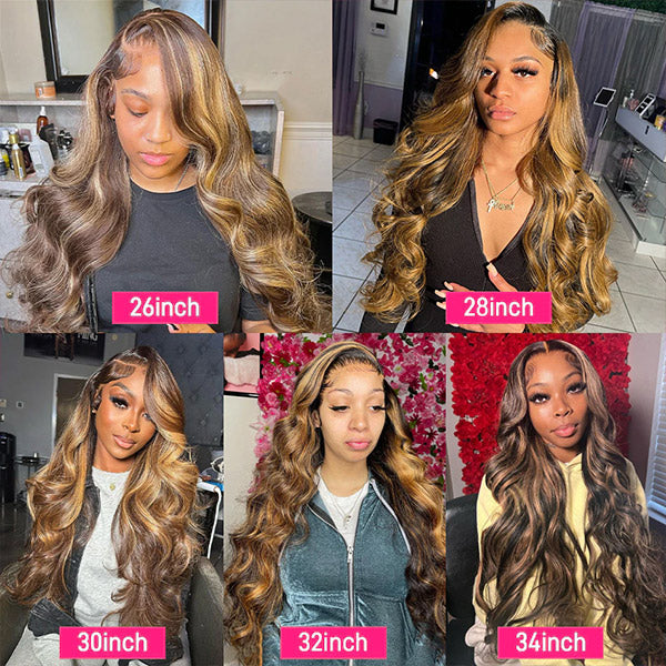 (Bogo Free)Hairsmarket P4/27 Highlight Human Hair Glueless Wigs 13x4 Lace Front Wigs HD Transparent Wear And Go Wigs