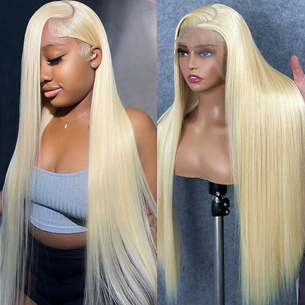 613 Blonde Straight Human Hair 360 Lace Front Wigs Undetectable Lace Wig