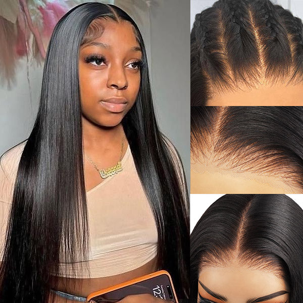 Hairsmarket Wear And Go Straight Hair 5x5 Lace Closure Wigs Pre Bleached Knots Human Hair Wigs