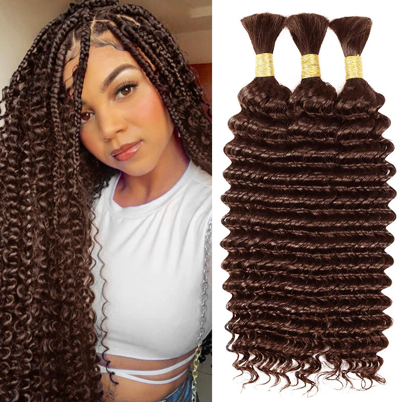 Hairsmarket Human Boho Bulk Braiding Hair Extensions Deep Wave 