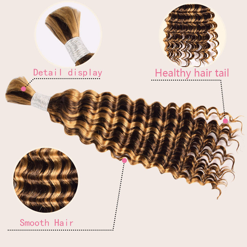 Highlight P4/27 Deep Wave Bundles Bulk Human Hair For Braiding