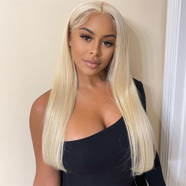 613 Blonde Straight Human Hair 360 Lace Front Wigs Undetectable Lace Wig