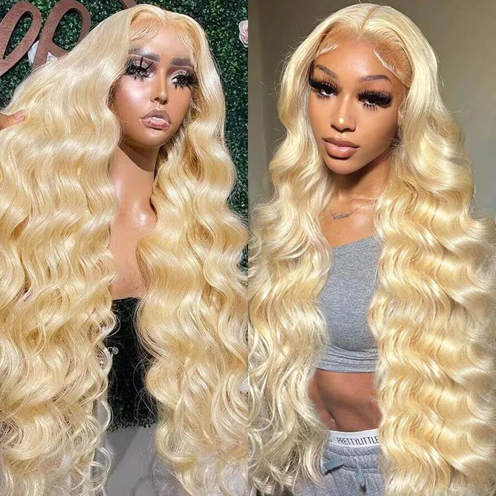 Blonde Human Hair Wigs Glueless Wigs 613 Honey Blonde Body Wave Wig 13x4 HD Lace Front Wigs Wear and Go Wig 30 Inch 180% Density
