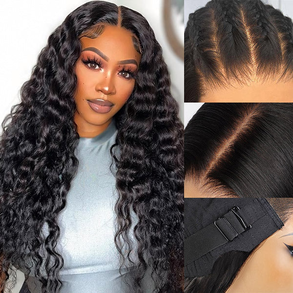Hairsmarket Wear and Go Glueless Wigs HD 5x5 Lace Closure Wigs Water Wave Human Hair Wigs No Glue