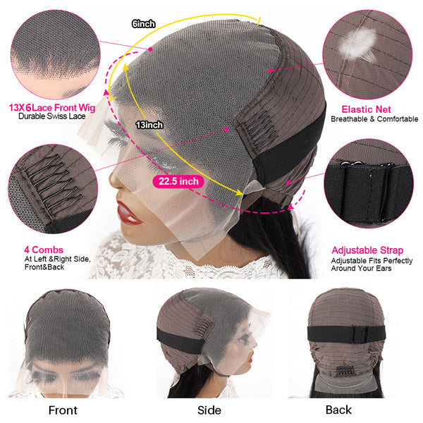 30"=$179 | 13x6 HD Lace Front Human Hair Wigs Pre Plucked Glueless Wig 180% Density