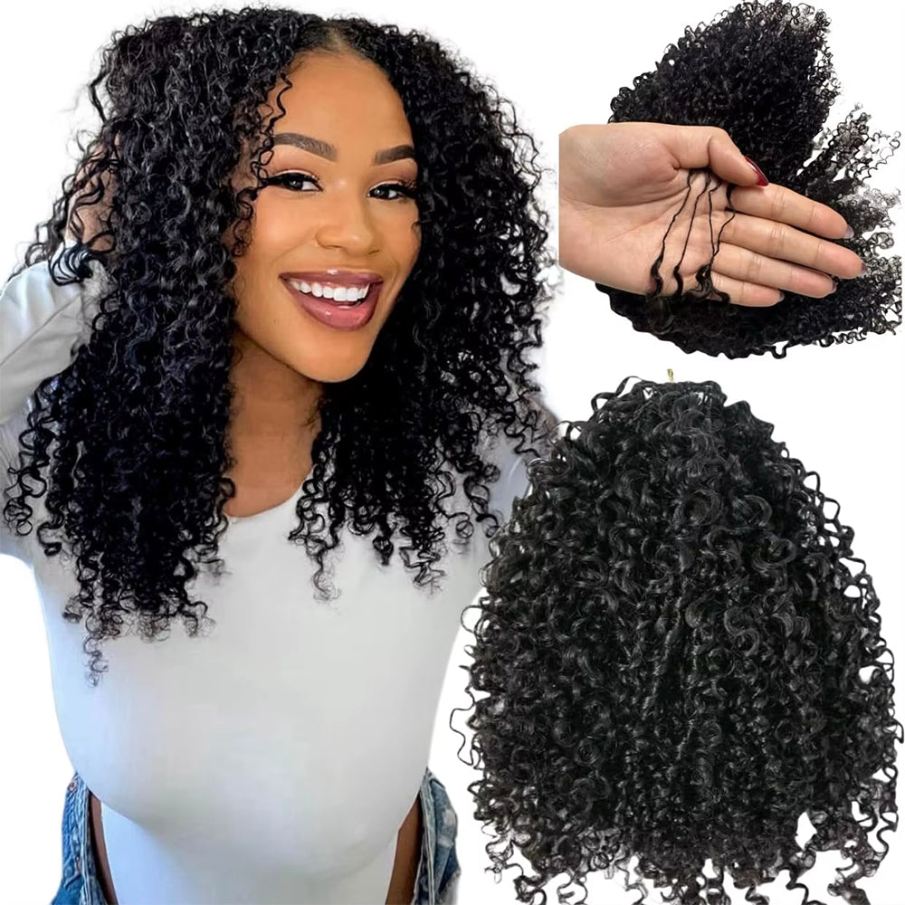 Feather Crochet Hair Extension Kinky Curly Pre-looped 100% Human Hair Protective Style 60g