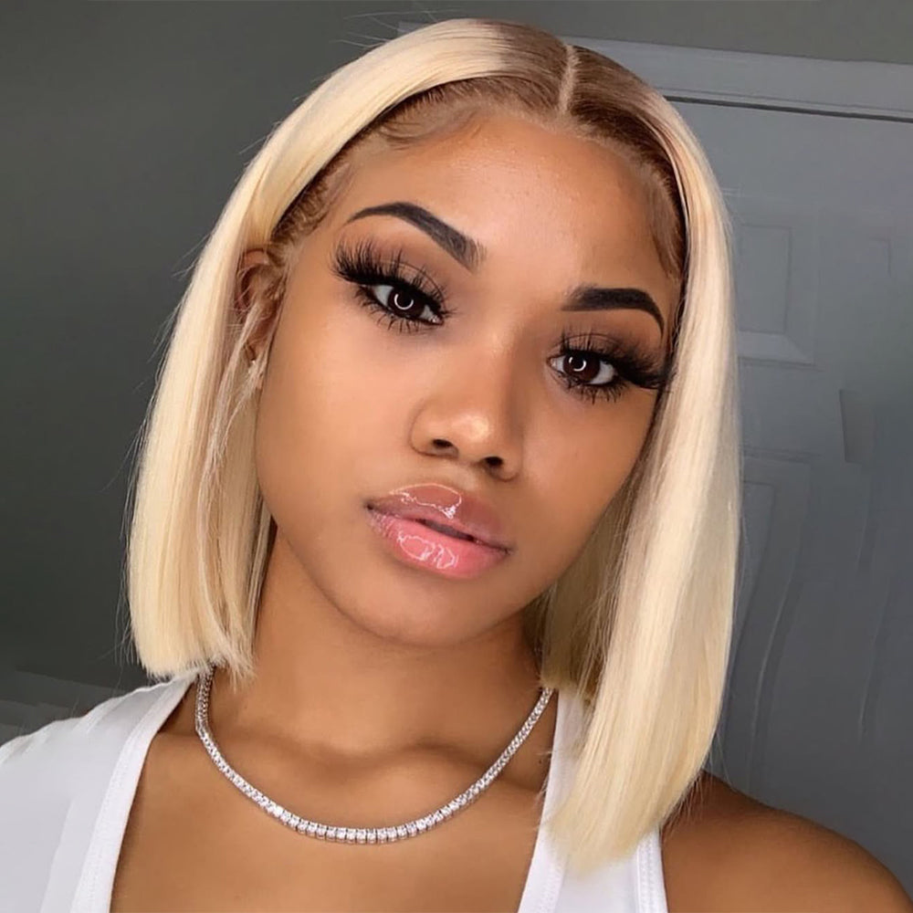 Premium Colored Short Bob Wigs Straight Human Hair Wig 13x4 Full Lace Frontal Bob Wig