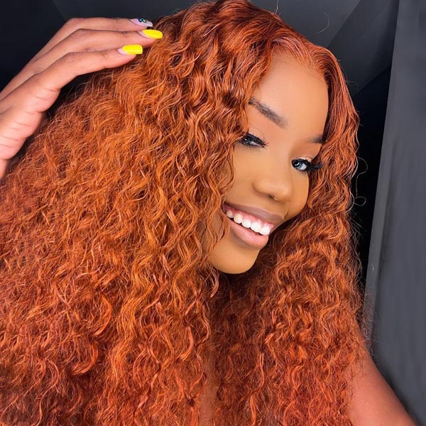 Ginger Orange Wig Curly Human Hair Lace Front Wig Transparent HD Lace Wigs Glueless 13x4 Frontal Wigs