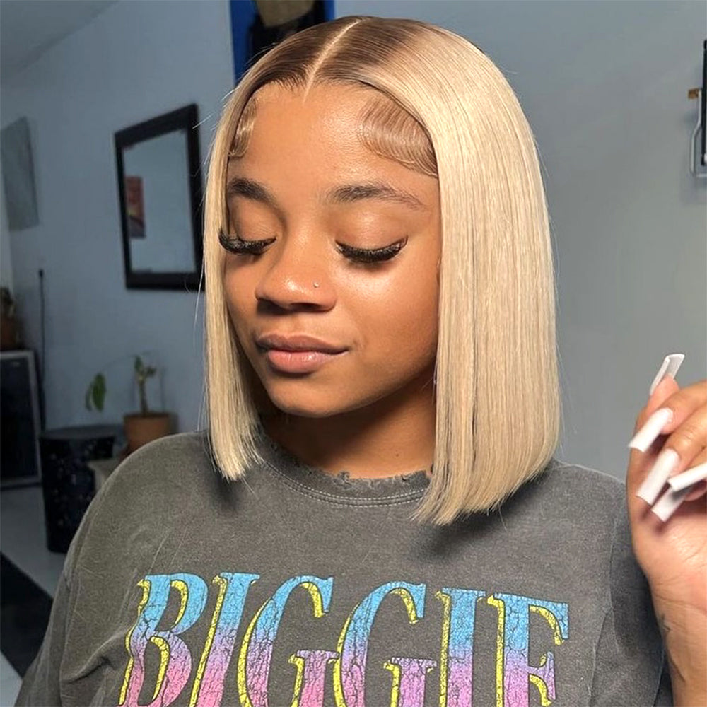 Premium Colored Short Bob Wigs Straight Human Hair Wig 13x4 Full Lace Frontal Bob Wig