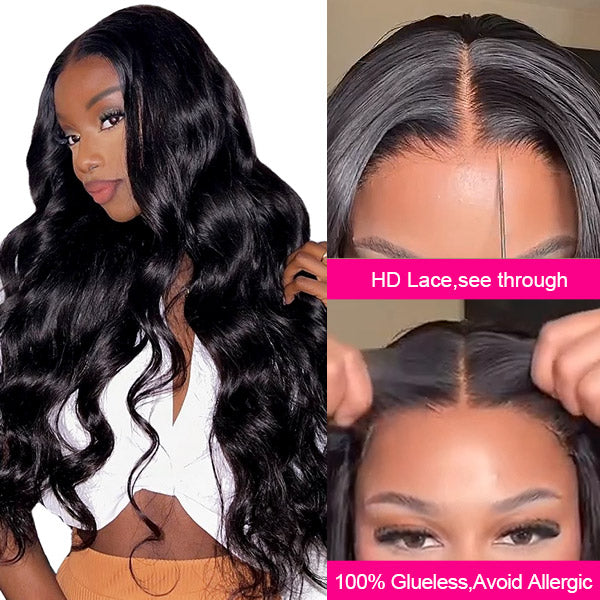 Body Wave Glueless Wigs 5x5 Lace Closure Wigs Pre Bleached Knots Wear And Go Wigs