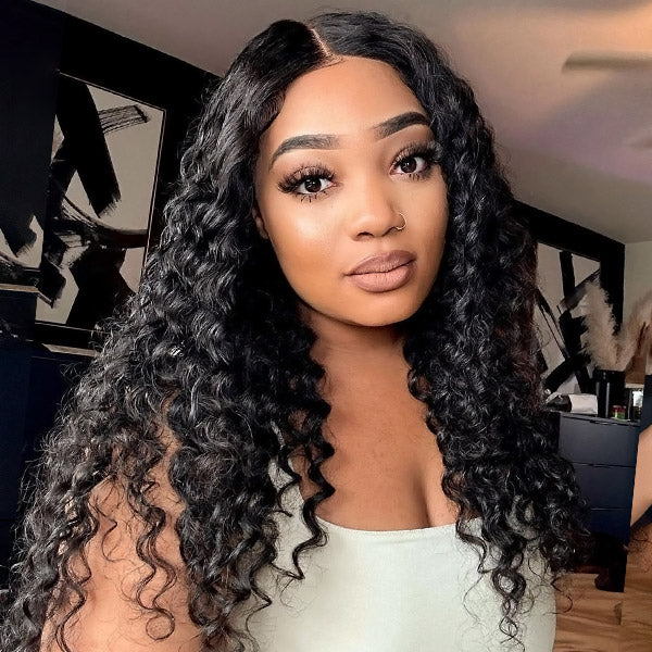 Deep Wave Glueless Lace Closure Wigs 4x4 HD Lace Wigs With 3 Cap Sizes