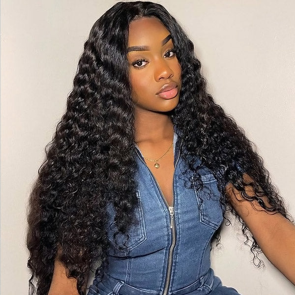 Pre Bleached Knots Glueless Wigs Deep Wave Lace Frontal Wigs HD 13x4 Lace Front Wigs
