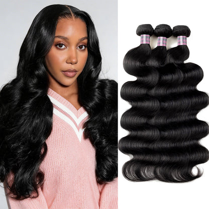 Ship From US | Hairsmarket Body Wave Bundles Indian Human Hair Weave 3 Bundles Hair Extensions