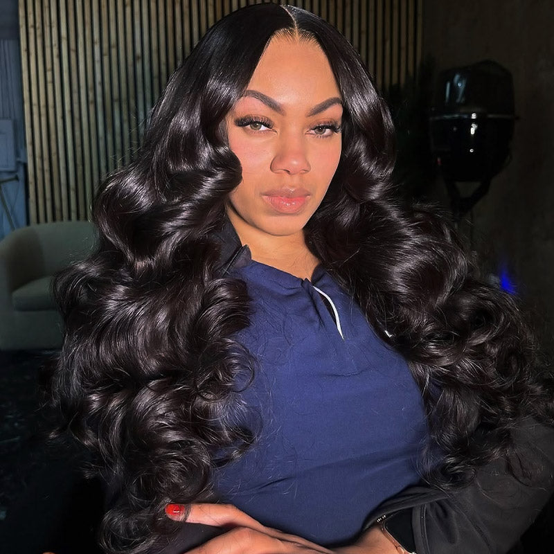 Hairsmarket 13x6 HD Lace Front Wig Pre Plucked &amp; Pre Bleach Glueless Wig Body Wave Human Hair Wig 180% Density