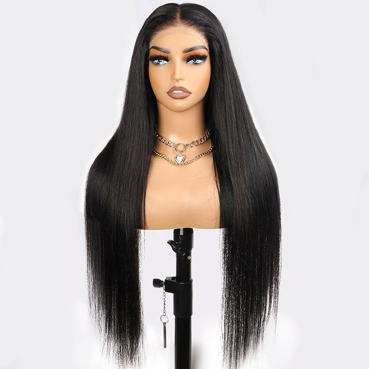 Hairsmarket Wear And Go Straight Hair 5x5 Lace Closure Wigs Pre Bleached Knots Human Hair Wigs