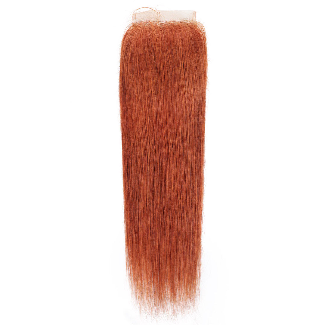 Ginger Orange Straight Hair 4x4 Lace Closure Brazilian Human Hair