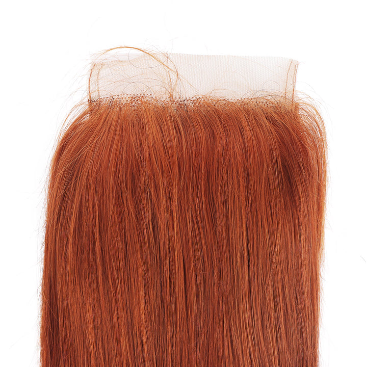 Ginger Orange Straight Hair 4x4 Lace Closure Brazilian Human Hair