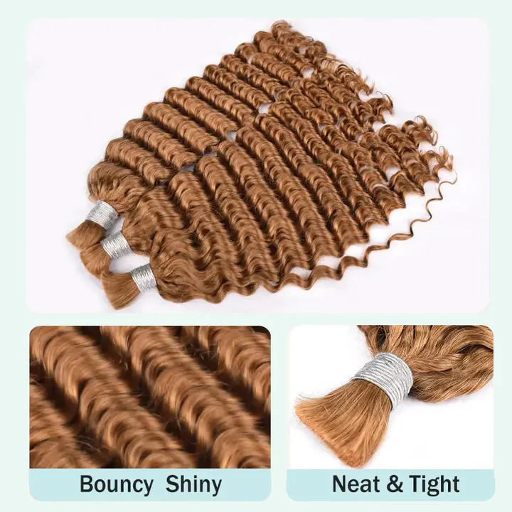 Hairsmarket Human Boho Bulk Braiding Hair Extensions Deep Wave 
