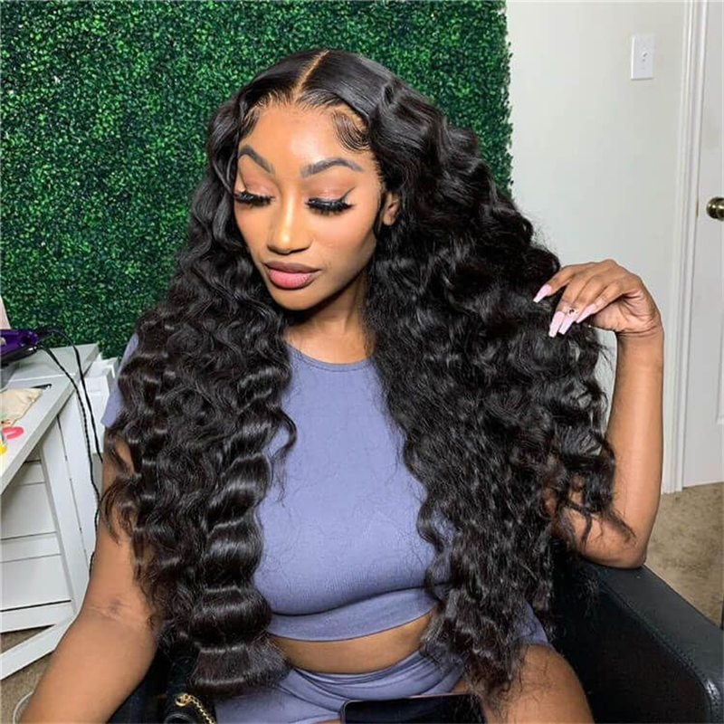 Double Drawn Hair Loose Deep Wave HD Lace Wigs Human Hair 13x4 Lace Frontal Wig