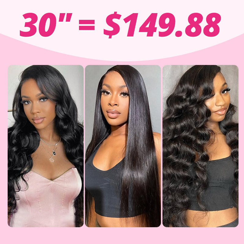 30''=$149.88 | Ready To Wear Glueless Wigs 5x5 HD Lace Closure Wigs Pre Cut Bleached Knots