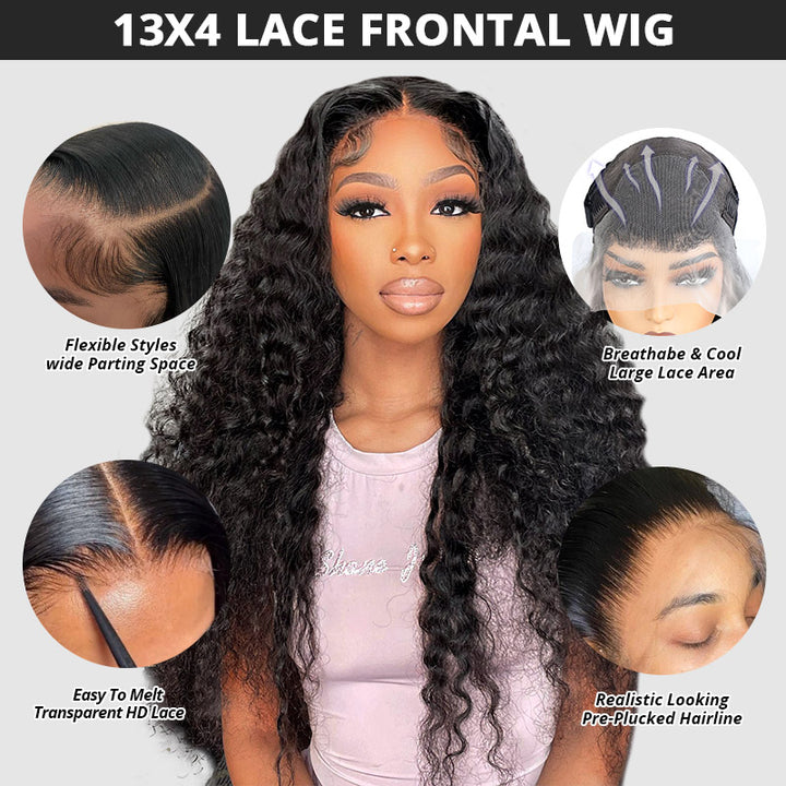 Hairsmarket Pre Plucked Wear and Go Deep Wave Glueless Wigs 13x4 Lace Front Wigs 13x6 HD Lace Frontal Wigs 30 Inch